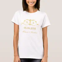 Gold monogram Wedding t-shirt personalized