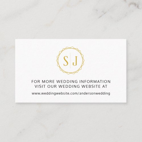 Gold Monogram Wedding Website Business Card