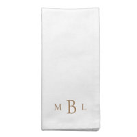 Gold Monogram White Elegant Wedding Cloth Napkins