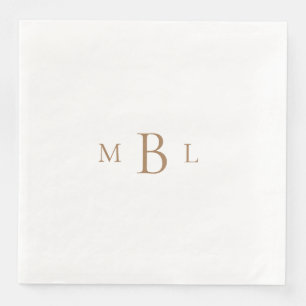 Gold Monogram White Elegant Wedding Paper Dinner Napkins