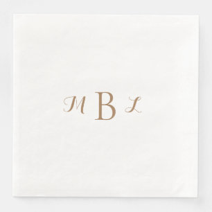 Gold Monogram White Wedding Paper Dinner Napkins