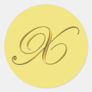 Gold Monogram X Envelope Seal Label Sticker