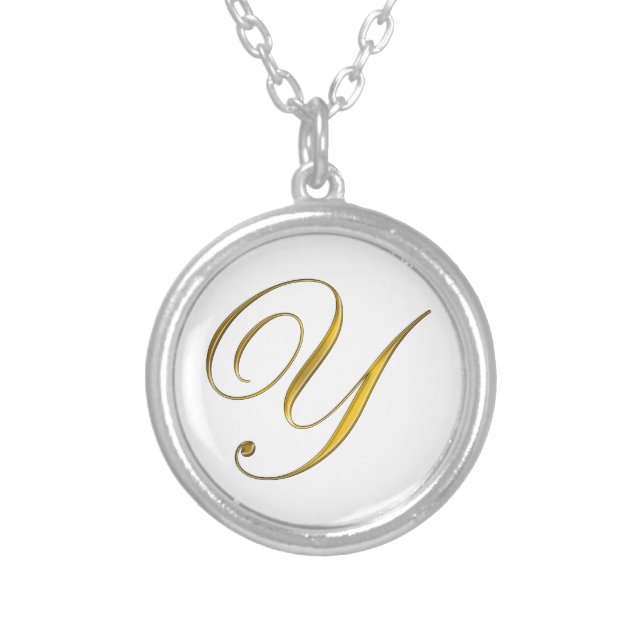 Gold Monogram Y Initial Necklace (Front)