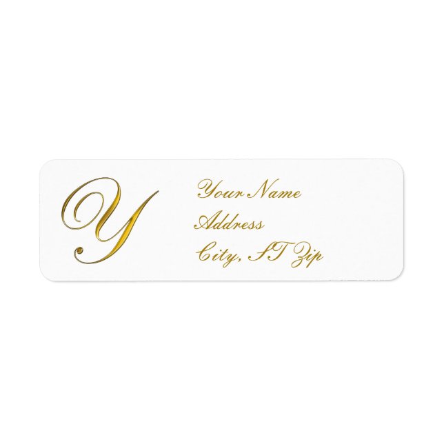 Gold Monogram Y Return Address Labels (Front)