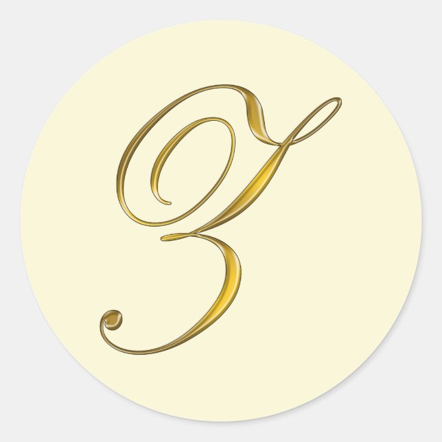 Gold Monogram Z Envelope Seal Label Sticker (Front)