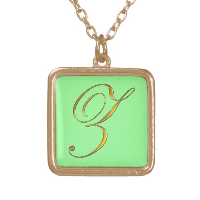 Gold Monogram Z Initial Necklace (Front)