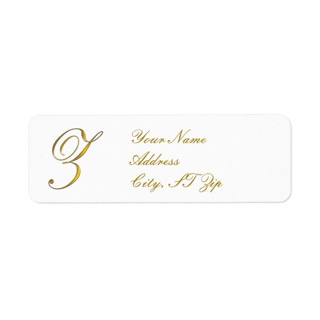 Gold Monogram Z Return Address Labels (Front)