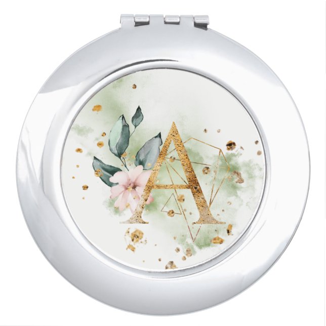 Gold Monogrammed compact mirror (Front)