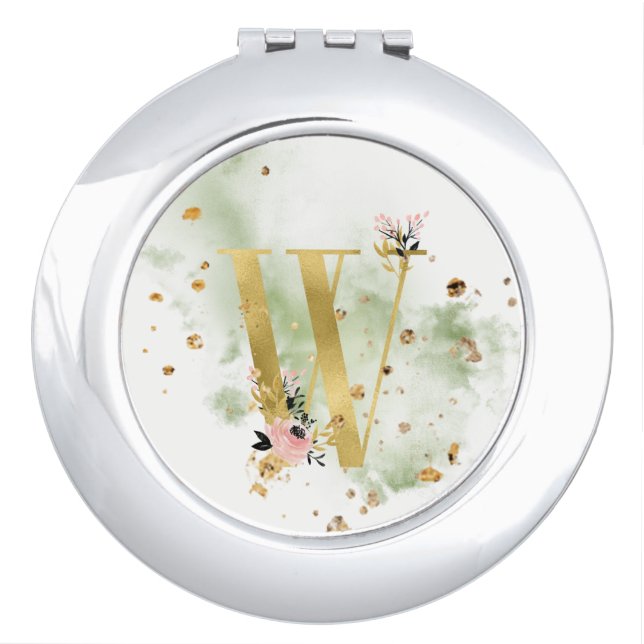 Gold Monogrammed compact mirror (Front)