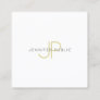 Gold Monogrammed Design Trendy Modern Chic Plain Square Business Card