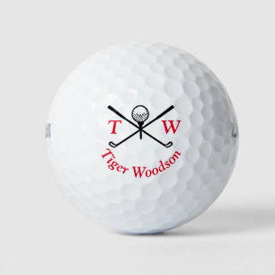 Gold monogrammed initials and name personalized  golf balls