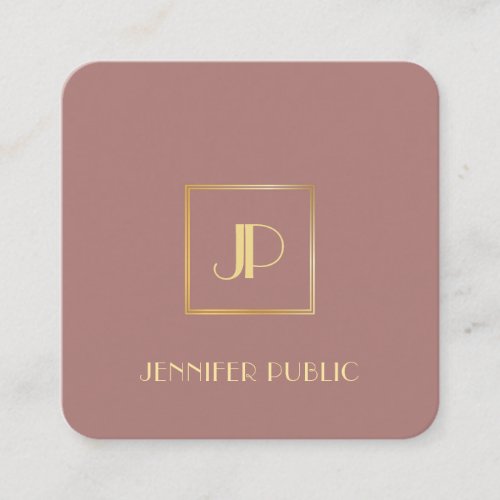 Gold Monogrammed Modern Elegant Template Luxury Square Business Card