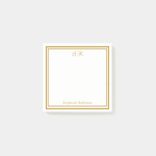 Gold Monogrammed Post-it Notes