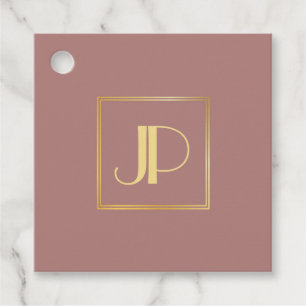 Gold Monogrammed Rose Gold Elegant Template Favor Tags