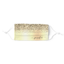 Gold Monogrammed Script Glitter & Sparkle Adult Cloth Face Mask