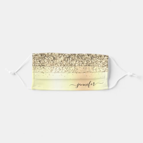 Gold Monogrammed Script Glitter  Sparkle Adult Cloth Face Mask