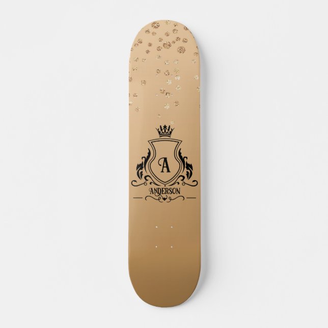 Gold Monogrammed Skateboard (Front)
