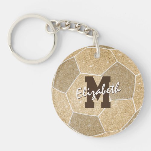 gold monogrammed sports girls soccer bag tag keychain
