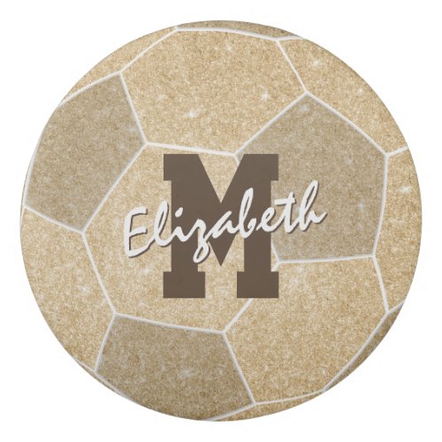 gold monogrammed sports girls soccer eraser