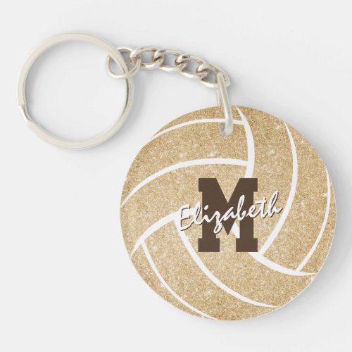 gold monogrammed sports girls volleyball bag tag keychain