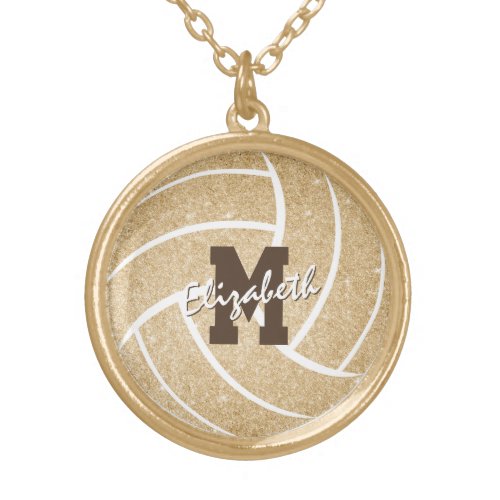 gold monogrammed sports girls volleyball gold plated necklace