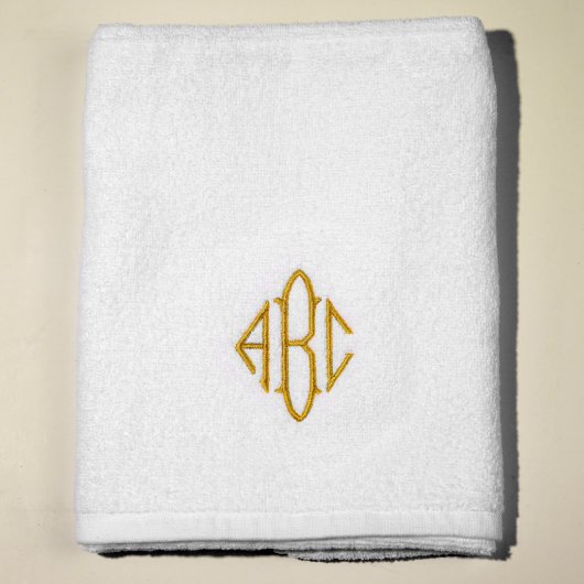 Gold Monogrammed Sunny Lane White Terry Bath Towel (Monogram)