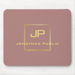 Gold Monogrammed Template Elegant Personalized Mouse Pad
