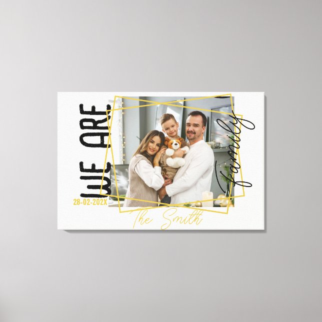Gold Monogrammed we are family photo Canvas Print (Front)