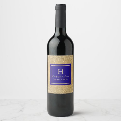 Gold Monogrammed Wedding Wine Label