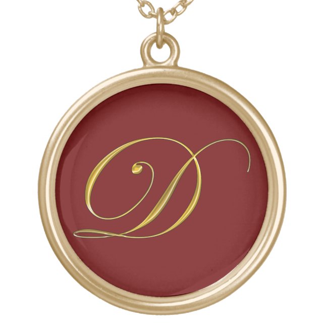 Gold Monograms Initial D Necklaces (Front)