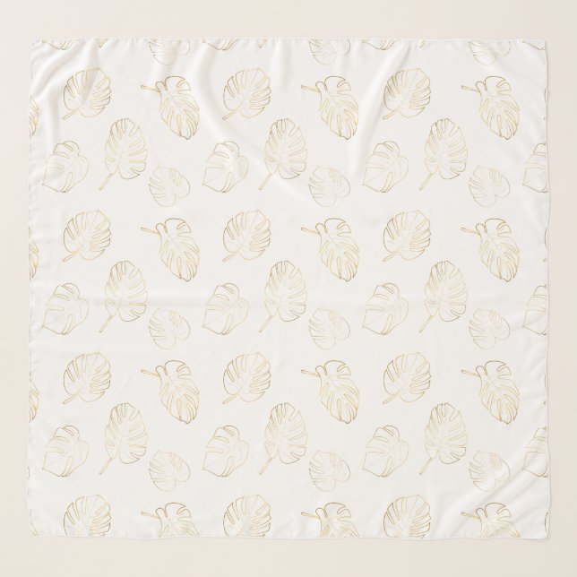 Gold Monstera Leaf Scarf (Front (Horizontal))