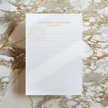 Gold Monstera plant leaf, gold cheese plant lined Notepad<br><div class="desc">Gold Monstera plant leaf,  gold cheese plant lined notepad

Evenly lined note paper in a light grey colour.

Please note gold effect is printed.</div>