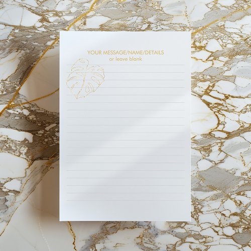Gold Monstera plant leaf gold cheese plant lined Notepad