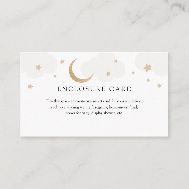 Gold Moon and Gray Clouds Enclosure Card (Front)