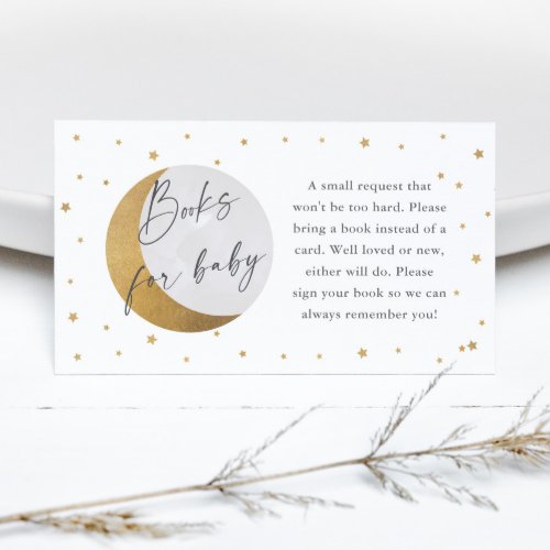 Gold Moon and Star Baby Shower Books for Baby  Enclosure Card