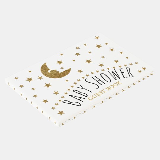 Gold Moon And Stars Baby Shower Guest Book Zazzle Com