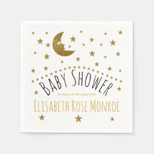 Gold Moon and Stars Baby Shower Napkins