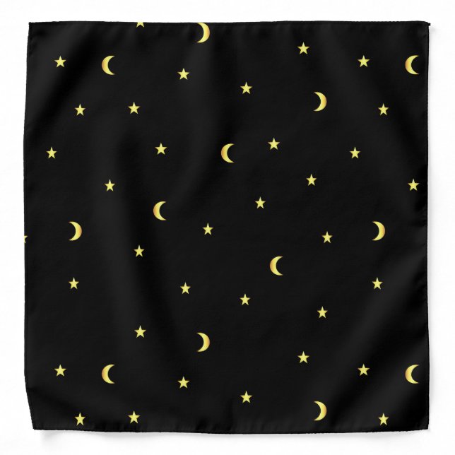 Gold Moon and Stars Bandana (Front)