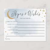Moon and Stars Blue Baby Shower Prediction Card