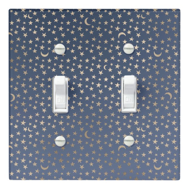 Gold Moon and Stars Night Sky Light Switch Cover (In Situ)
