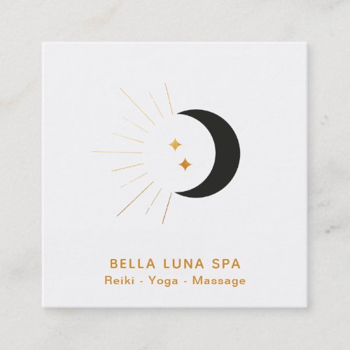  Gold Moon Beams Crescent Moon Twinkle Stars Square Business Card