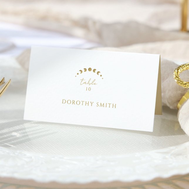 Gold Moon Celestial Wedding Place Card (Creator Uploaded)