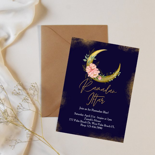 Gold Moon Elegant Ramadan Iftar Invitation  (Creator Uploaded)