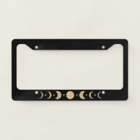 gold moon phase License Plate Frame funny