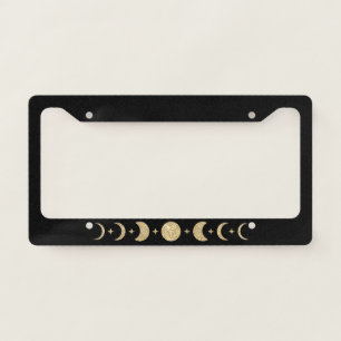 gold moon phase License Plate Frame funny