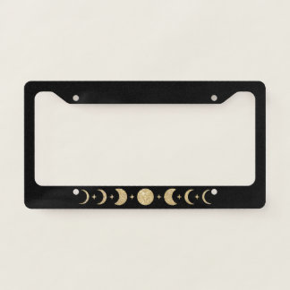 gold moon phase License Plate Frame funny