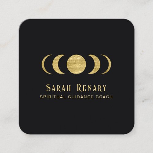 Gold Moon Phases Astrogoly Square Business Card