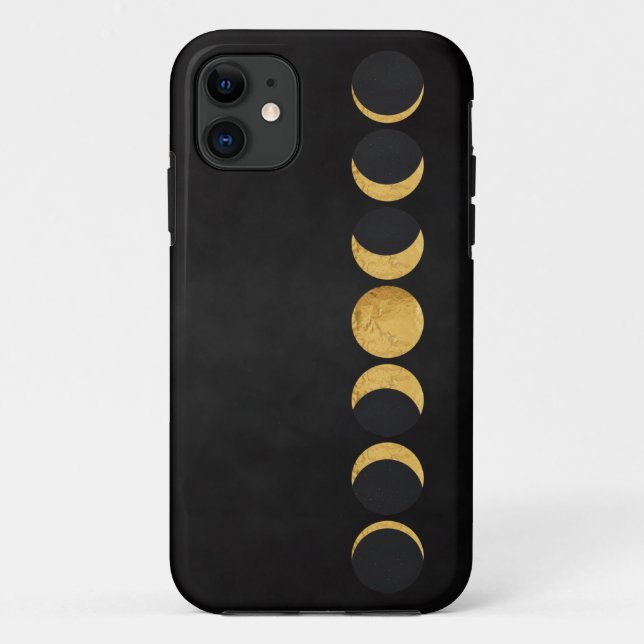Gold moon phases black textured background  Case-Mate iPhone case (Back)