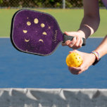 Gold Moon Phases Purple Stars Personalized   Pickleball Paddle
