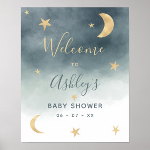 Gold Moon Stars Art Wall Decor Zazzle